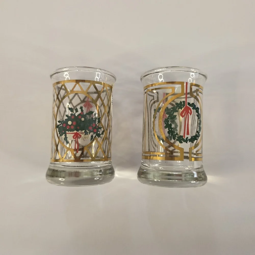 Holmegaard 1989 Christmas Dram Glasses Set of 2 Jette Frølich Holiday Denmark